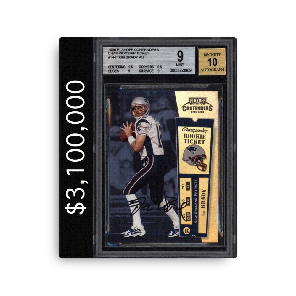 Tom Brady $3 Million Rookie Football Card Wall Art - SportsCardsEDGE