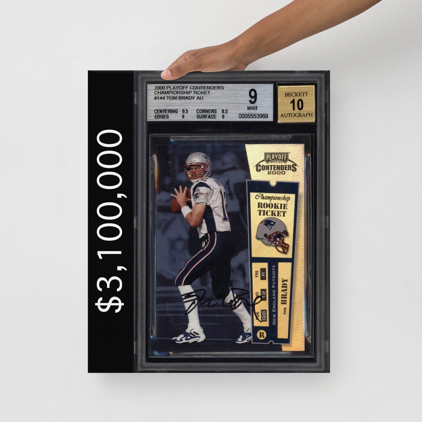 Tom Brady $3 Million Rookie Football Card Wall Art - SportsCardsEDGE