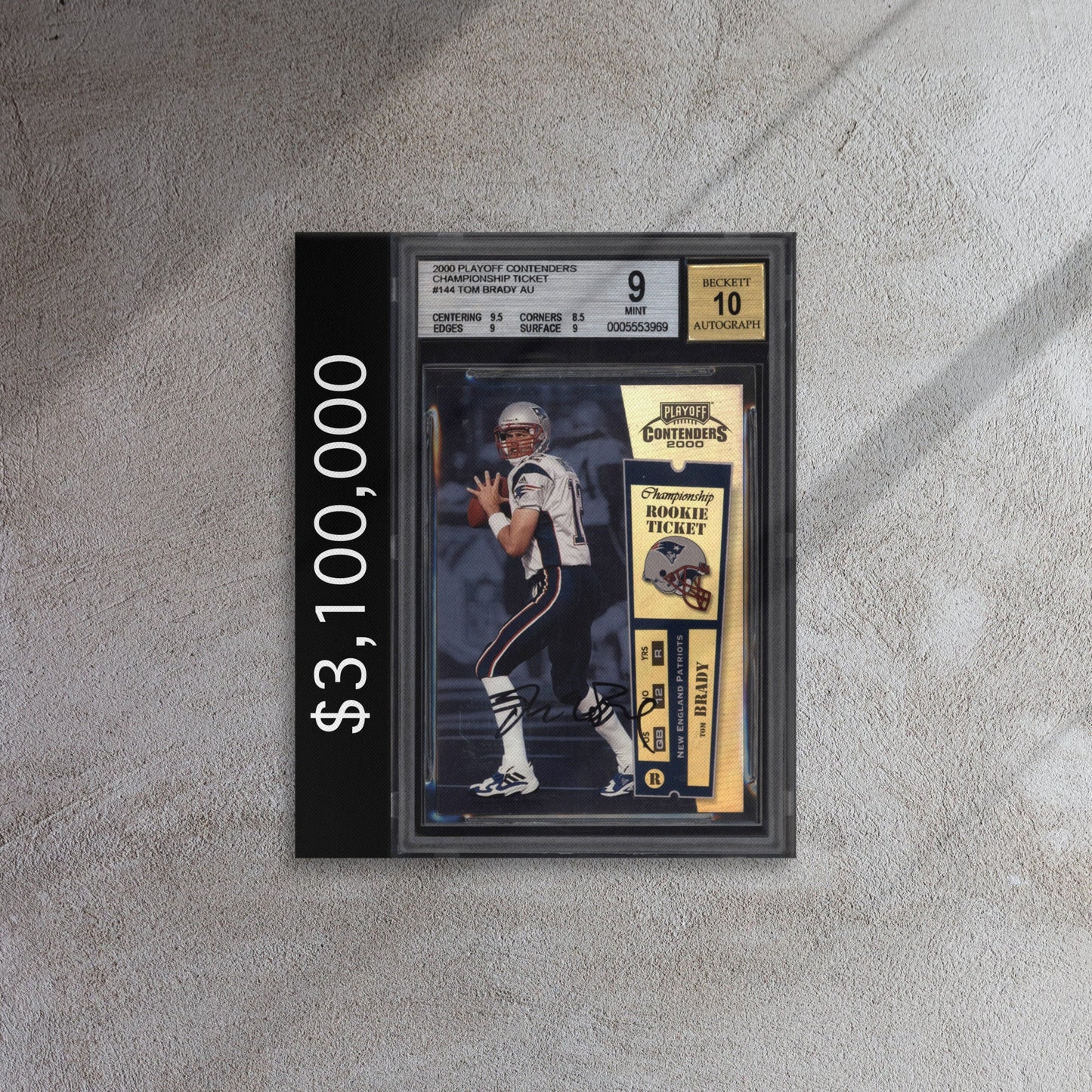 Tom Brady $3 Million Rookie Football Card Wall Art - SportsCardsEDGE