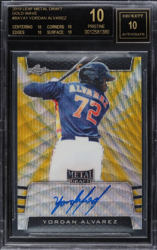 I made $878 PROFIT flipping this 2019 LEAF METAL DRAFT GOLD WAVE YORDAN ALVAREZ ROOKIE AUTO 1/1 BGS 10 PRISTINE - SportsCardsEDGE