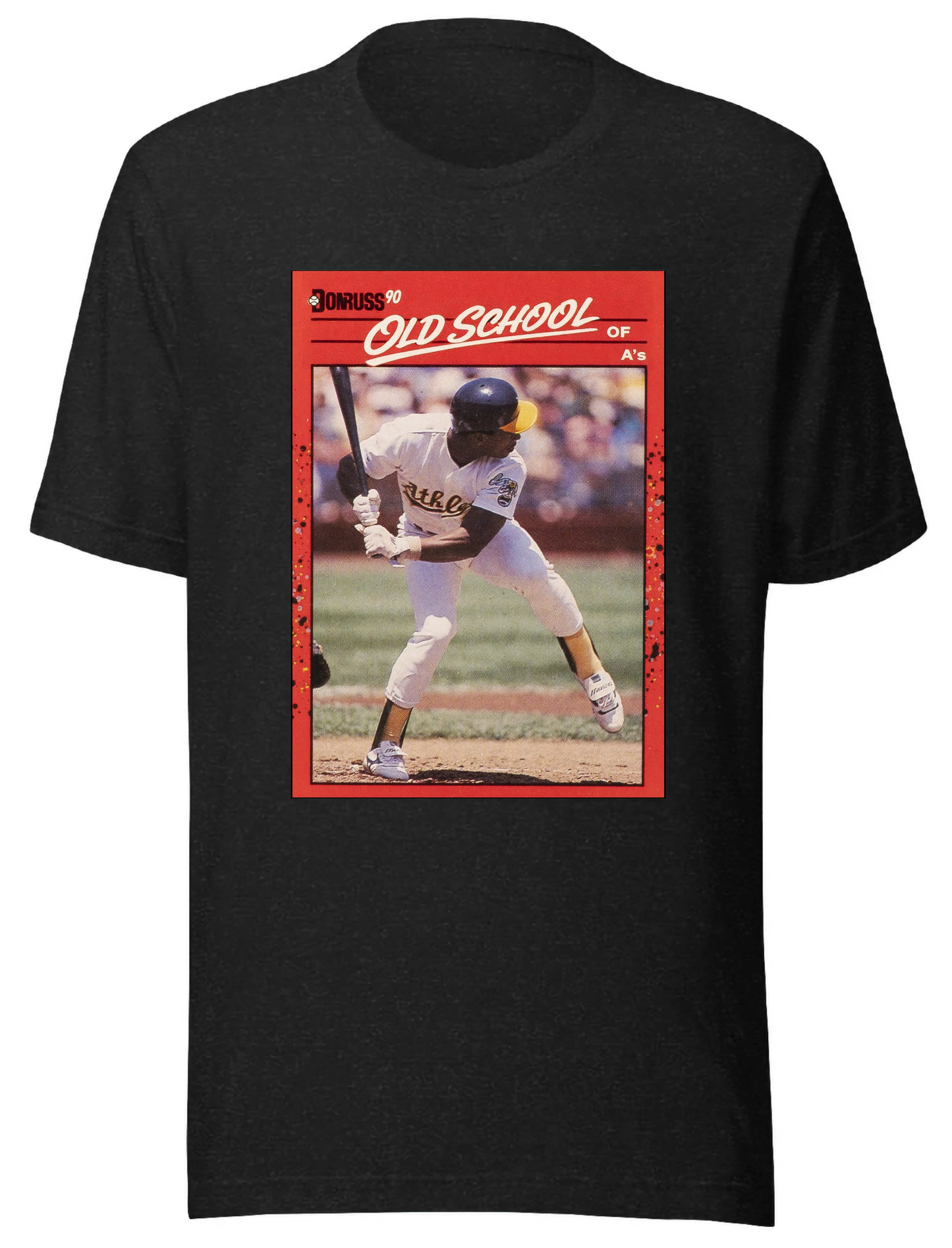 Old School - 1990 Donruss Rickey Henderson #304 Baseball Card Parody T-shirt BLACK - Adult Men's