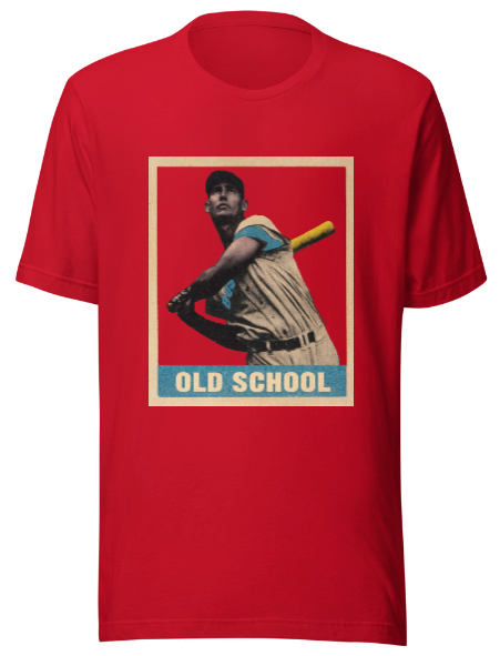 Old School - 1948 Leaf Ted Williams #76 Baseball Card Parody T-shirt - Adult Men's