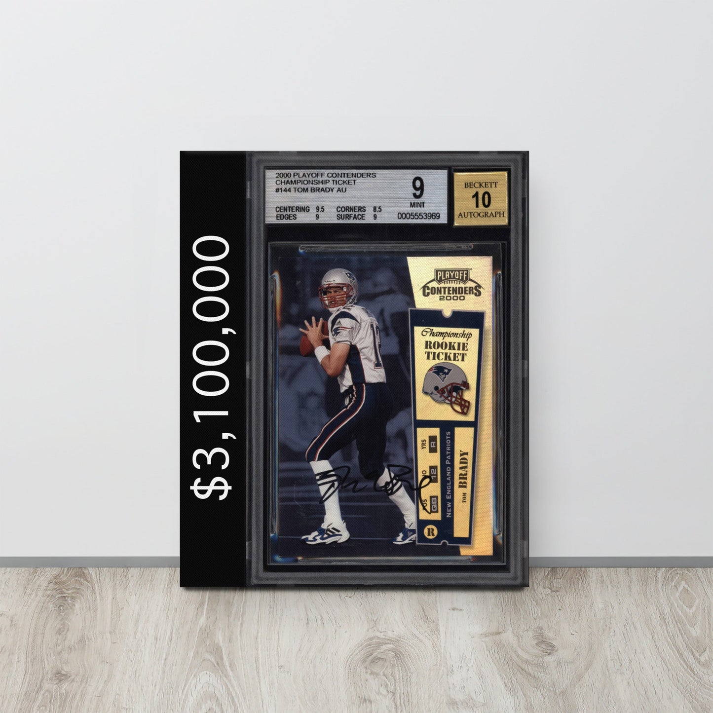 Tom Brady $3 Million Rookie Football Card Wall Art - SportsCardsEDGE
