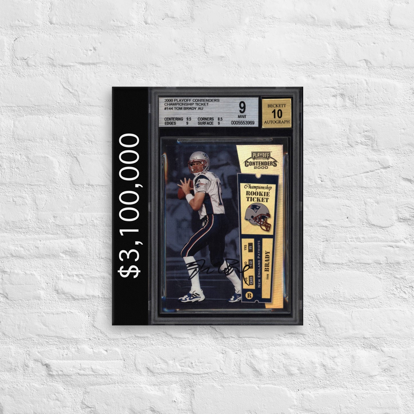 Tom Brady $3 Million Rookie Football Card Wall Art - SportsCardsEDGE